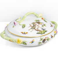 Herend "Rothschild Bird" Covered Vegetable Dish w/ Branch Handle