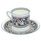 Wedgwood "Florentine Dark Blue" Demitasse Cups & Saucers Set For 4