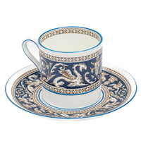 Wedgwood "Florentine Dark Blue" Demitasse Cups & Saucers Set For 4