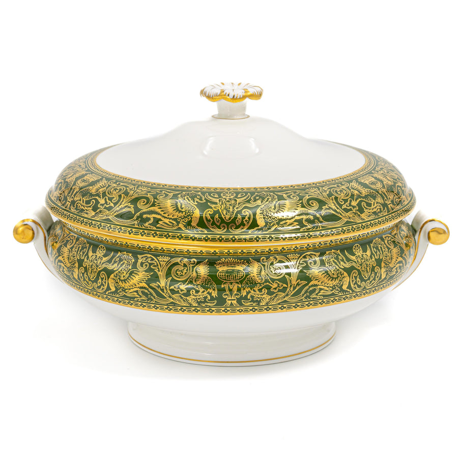 Wedgwood Florentine Dark Green (8") Covered Vegetable Dish | Vintage Bone China