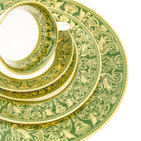 Wedgwood Florentine Dark Green 20-Piece Dinner Service - Vintage English Bone China Service for Four (W4170)