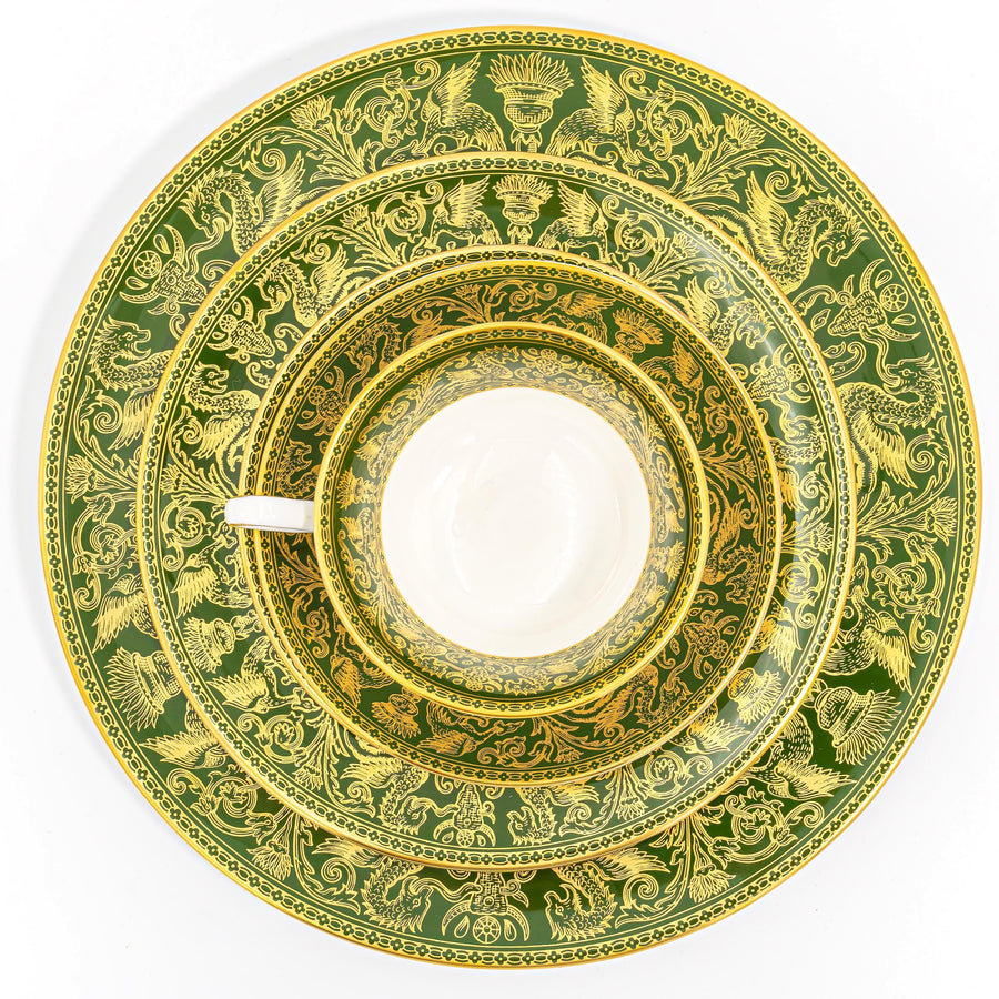 Wedgwood Florentine Dark Green China Set for 8 | Vintage Bone China