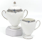 Wedgwood Amherst Platinum Trim Creamer and Sugar Bowl Set - Vintage English Bone China Globe Shape