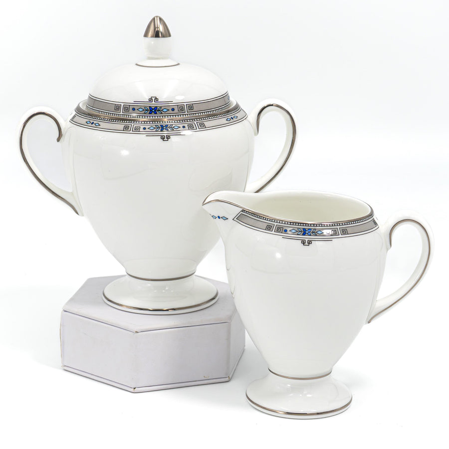 Wedgwood Amherst Globe Sugar Bowl & Creamer (6"), Set of 2 | Vintage Bone China