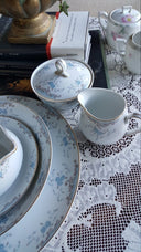Imperial China Hostess Serving 5 Piece China Set Imperial China W Dalton Seville Pattern Light Blue Flowers on White Gold Trim Luxury Wedding Dinnerware - Serving Set ClassyTea