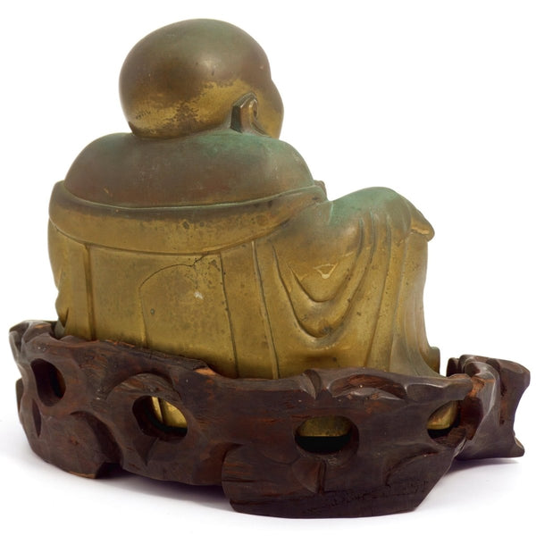 Independent Artisan Studio Large Bronze Laughing Buddha Statue For Asian Decor Feng Shui decor for Meditation Room Art for zen garden sculpture for entry way console - Bronze Sculpture ClassyTea