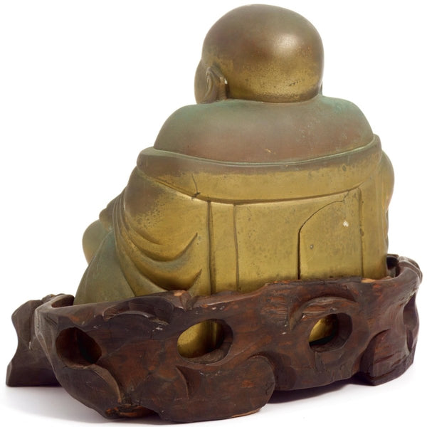 Independent Artisan Studio Large Bronze Laughing Buddha Statue For Asian Decor Feng Shui decor for Meditation Room Art for zen garden sculpture for entry way console - Bronze Sculpture ClassyTea
