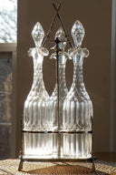 Independent Artisan Studio Hunting Lodge Decanter Set Silver Plate Shotgun Tantalus Italian Cut Crystal Rustic Barware Bourbon Lover Gift for Cabin or Man Cave - Glass Decanter ClassyTea