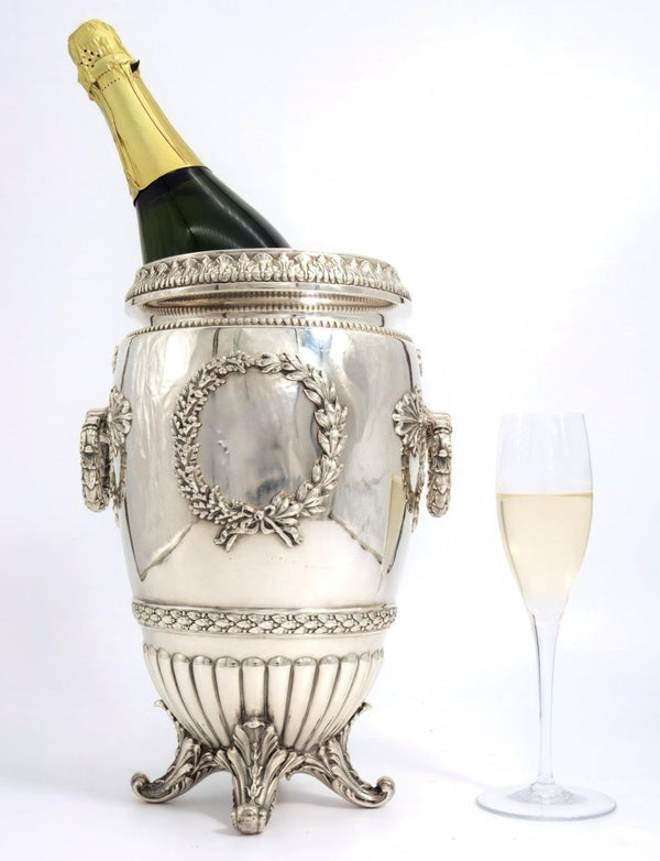 Independent Artisan Studio 1890s Antique Silver Plate Champagne Bucket French Ice Bucket For Old Money Aesthetic Gift for Wine Lover Silver Champagne Bucket For Party - Ice Bucket ClassyTea