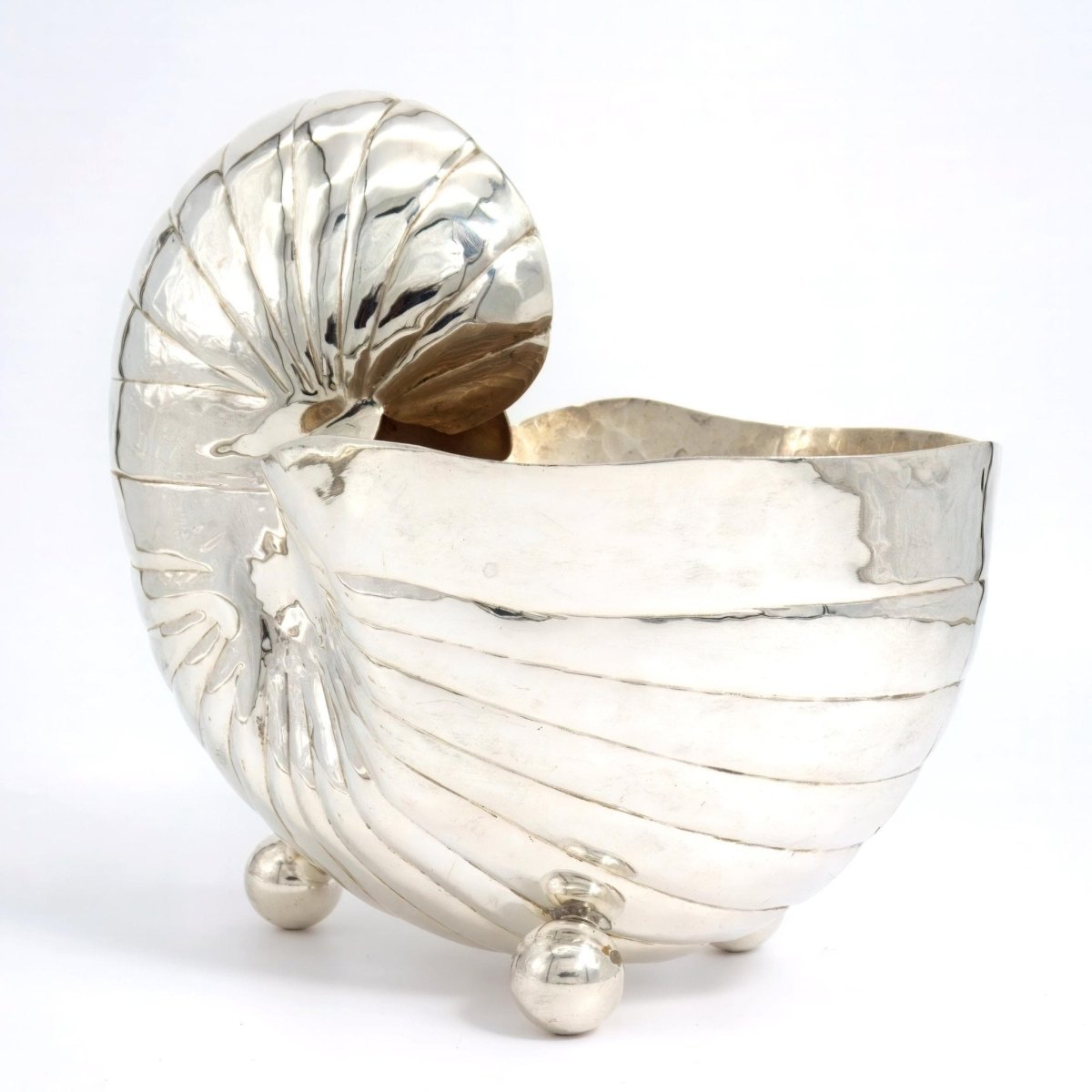 Independent Artisan Studio Nautilus Ice Bucket (1960s) | Silver - Plated Metal - Ice Bucket ClassyTea