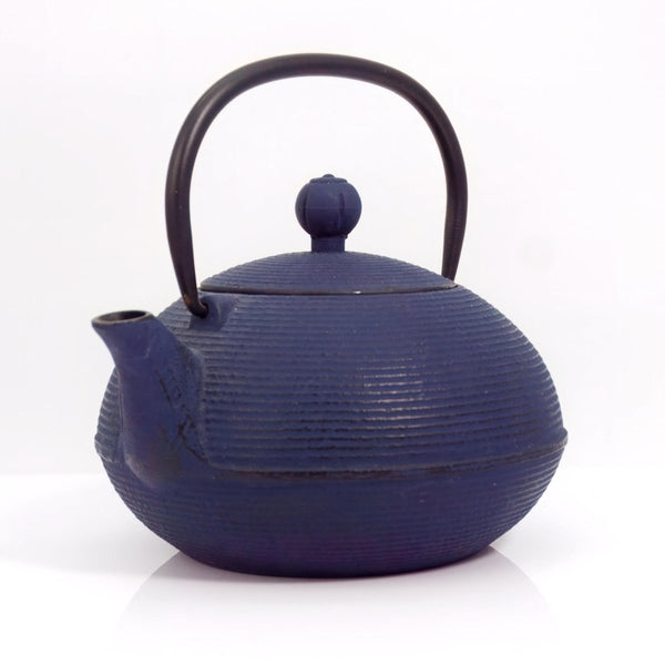 Independent Artisan Studio Japanese Dark Blue Cast Iron Tetsubin Tea Pot with Infuser, Unique Gift for Tea lover Mid Century Tea Party Hostess Gift Japandi Tea Pot - Metal Teapot ClassyTea