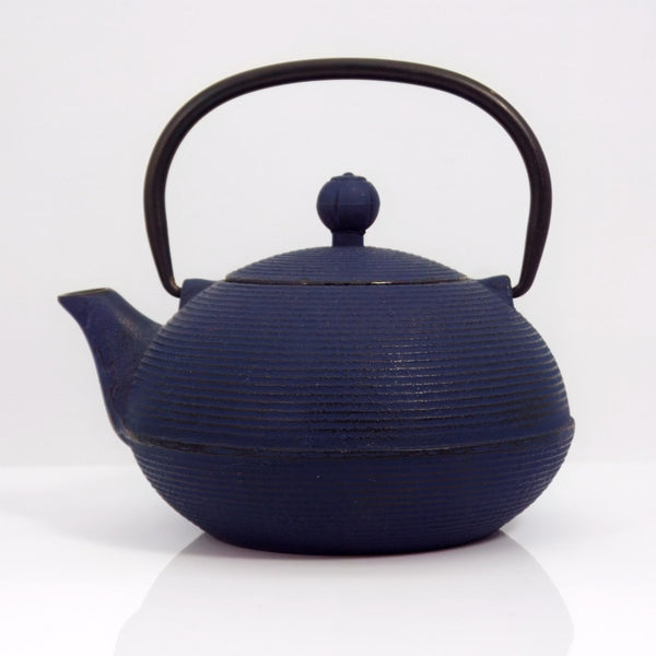 Independent Artisan Studio Japanese Dark Blue Cast Iron Tetsubin Tea Pot with Infuser, Unique Gift for Tea lover Mid Century Tea Party Hostess Gift Japandi Tea Pot - Metal Teapot ClassyTea