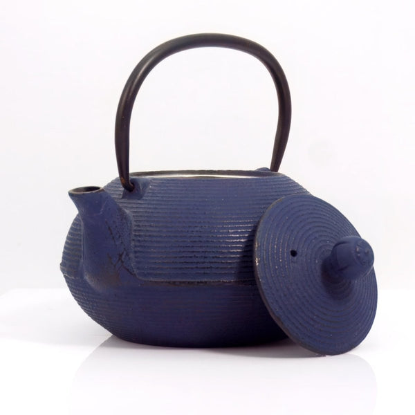 Independent Artisan Studio Japanese Dark Blue Cast Iron Tetsubin Tea Pot with Infuser, Unique Gift for Tea lover Mid Century Tea Party Hostess Gift Japandi Tea Pot - Metal Teapot ClassyTea