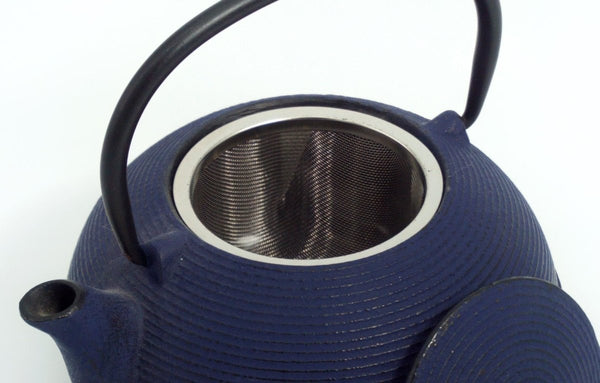Independent Artisan Studio Japanese Dark Blue Cast Iron Tetsubin Tea Pot with Infuser, Unique Gift for Tea lover Mid Century Tea Party Hostess Gift Japandi Tea Pot - Metal Teapot ClassyTea