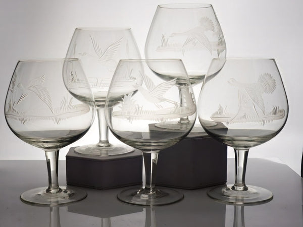 Independent Artisan Studio Vintage Whiskey Etched Glass Barware Drinkware Unique Gift for Bird Hunters Dad Husband whiskey bourbon rum gin Scotch Queen Lace Inspired - Snifter ClassyTea