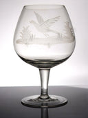 Independent Artisan Studio Vintage Whiskey Etched Glass Barware Drinkware Unique Gift for Bird Hunters Dad Husband whiskey bourbon rum gin Scotch Queen Lace Inspired - Snifter ClassyTea