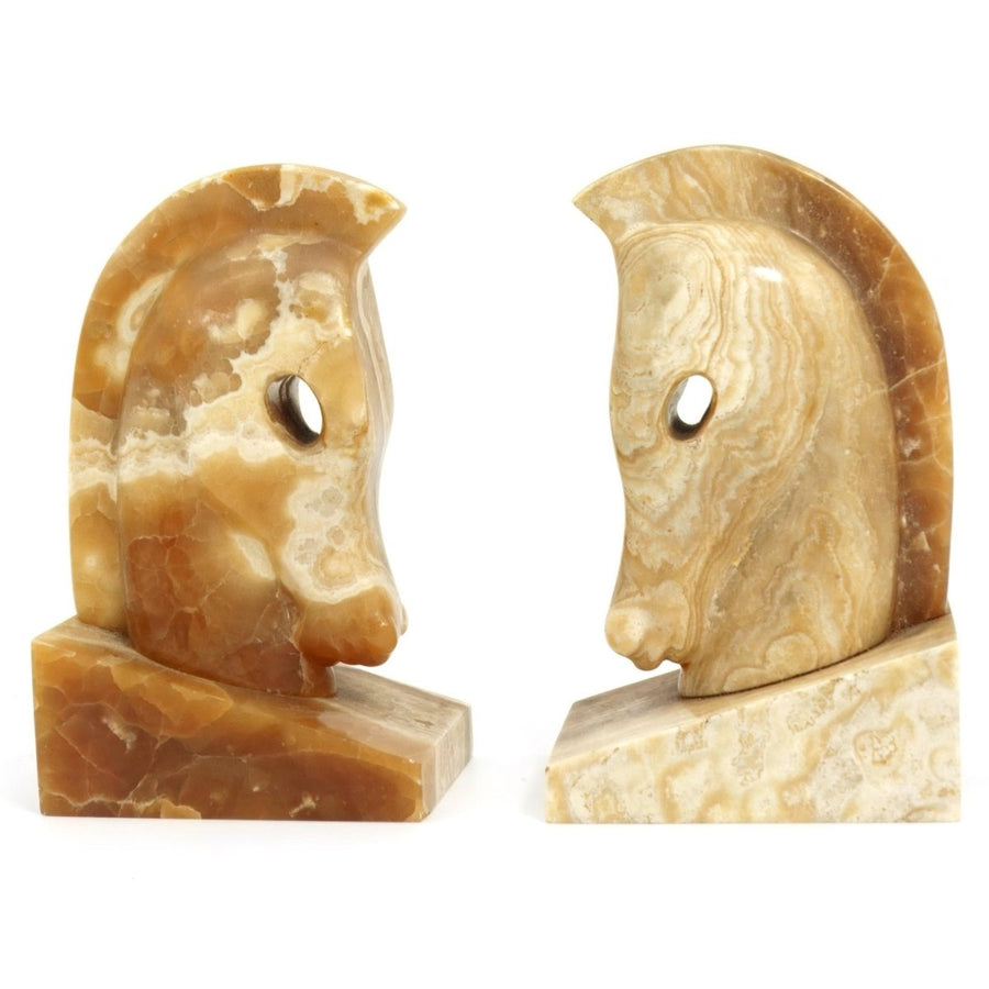 Twin Orange Onyx Stone Stallion Bookends