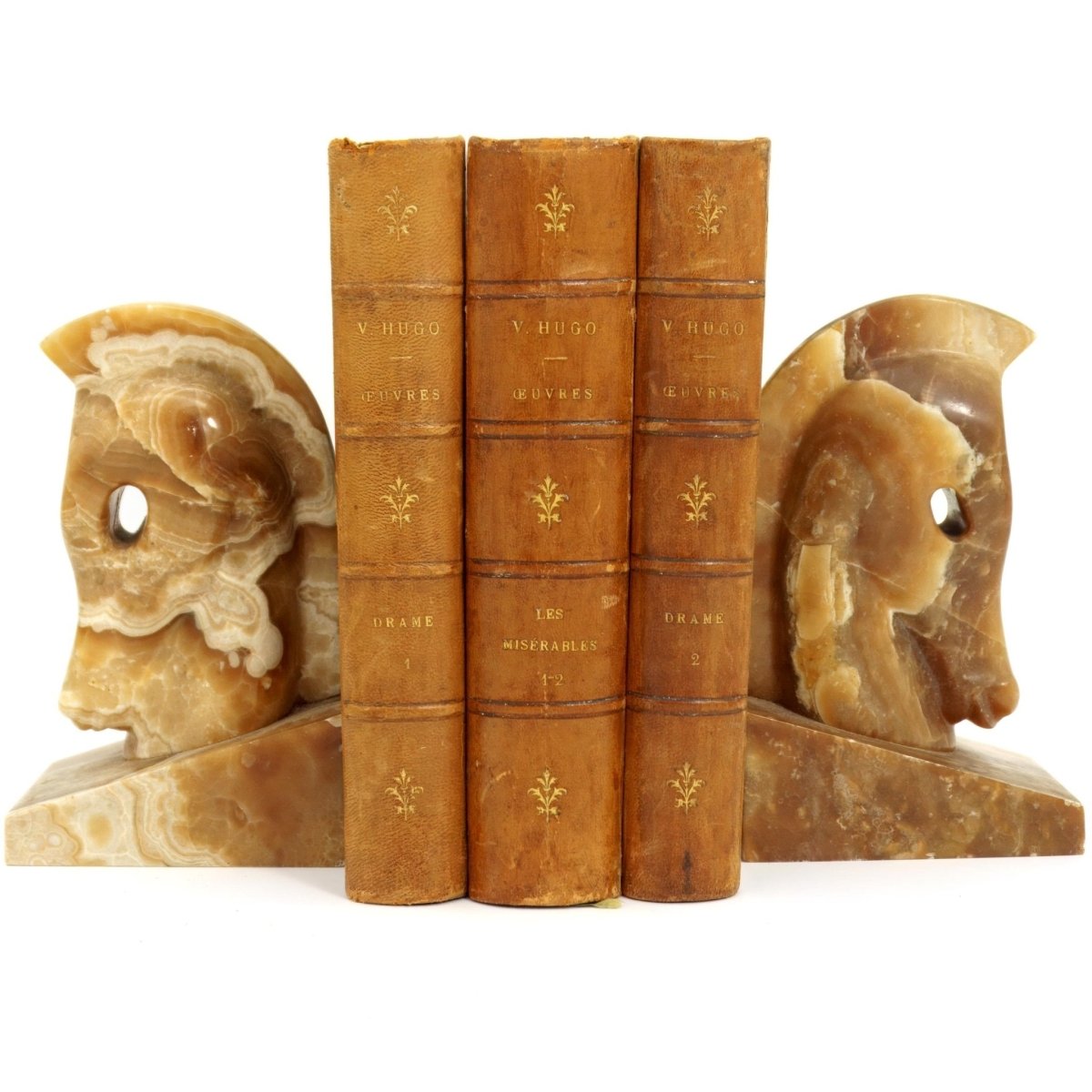 Independent Artisan Studio Vintage Onyx Horse Bookends For Americana Decor Western Rustic Decor Dark Academia Library Bookend Fathers Day Gift Husband Gift for Dad - Stone Bookends ClassyTea