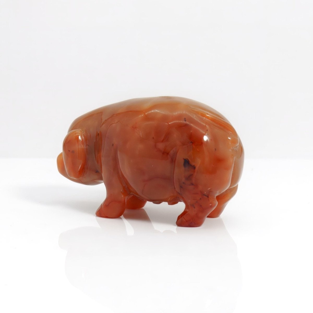 Independent Artisan Studio Carnelian Pig Paperweight Hand - Carved Stone Pig Sculpture Feng Shui Wealth Symbol Crystal Animal Desk Orange stone figurine Gift Decor - Stone Paperweight ClassyTea