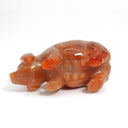 Independent Artisan Studio Carnelian Pig Paperweight Hand - Carved Stone Pig Sculpture Feng Shui Wealth Symbol Crystal Animal Desk Orange stone figurine Gift Decor - Stone Paperweight ClassyTea