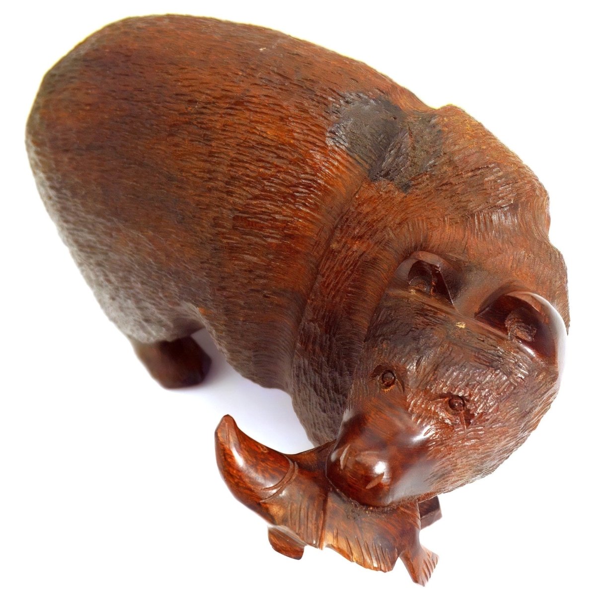Independent Artisan Studio Carved Wood Bear Statue for Rustic Decor for Office Desk Paperweight for Western Decor Gift For Husband Anniversary Gift For Cowboy Office 2 - Wood Sculpture ClassyTea