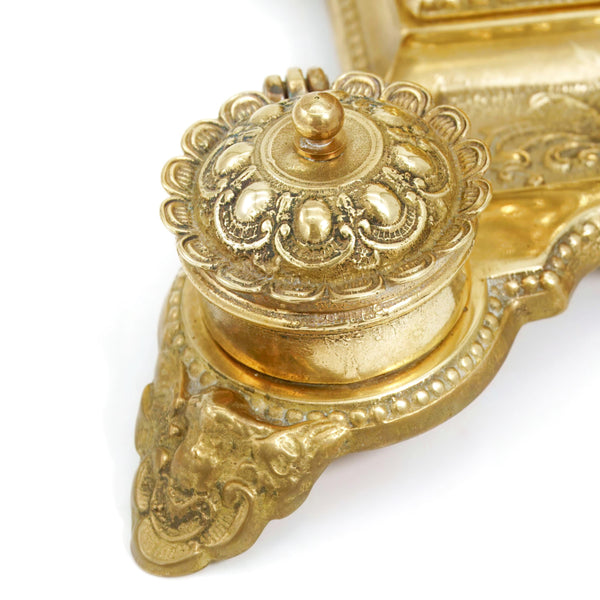 Independent Artist Studio Italian Brass Desk Set w/ Dual Inkwells - Desk Set ClassyTea