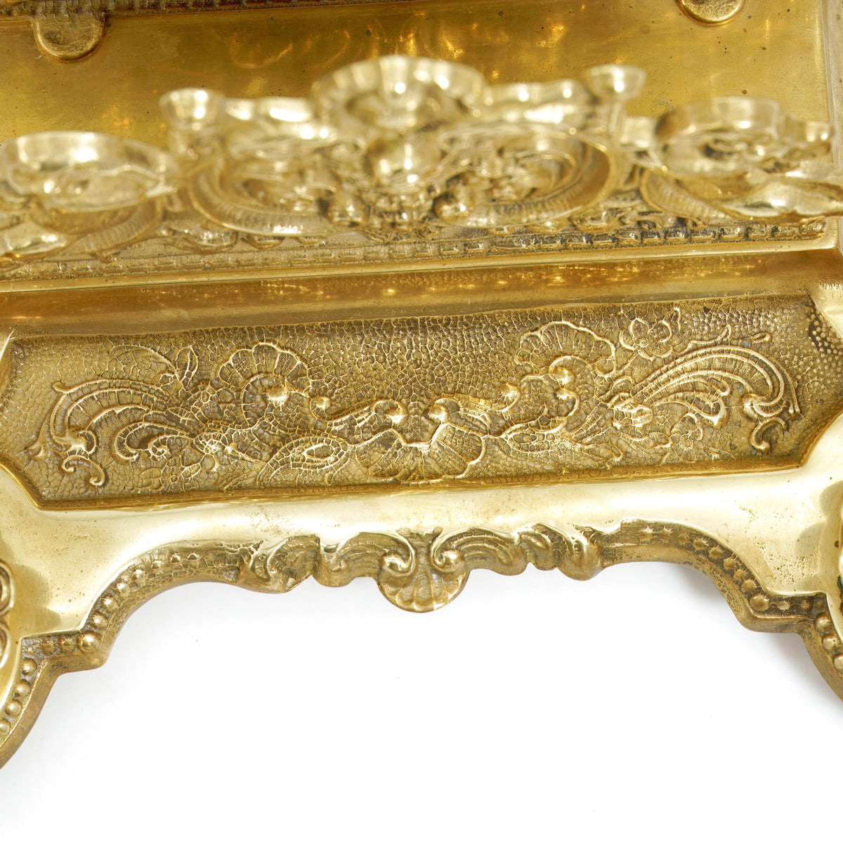 Independent Artist Studio Italian Brass Desk Set w/ Dual Inkwells - Desk Set ClassyTea