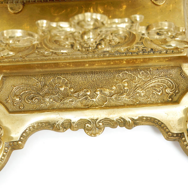 Independent Artist Studio Italian Brass Desk Set w/ Dual Inkwells - Desk Set ClassyTea
