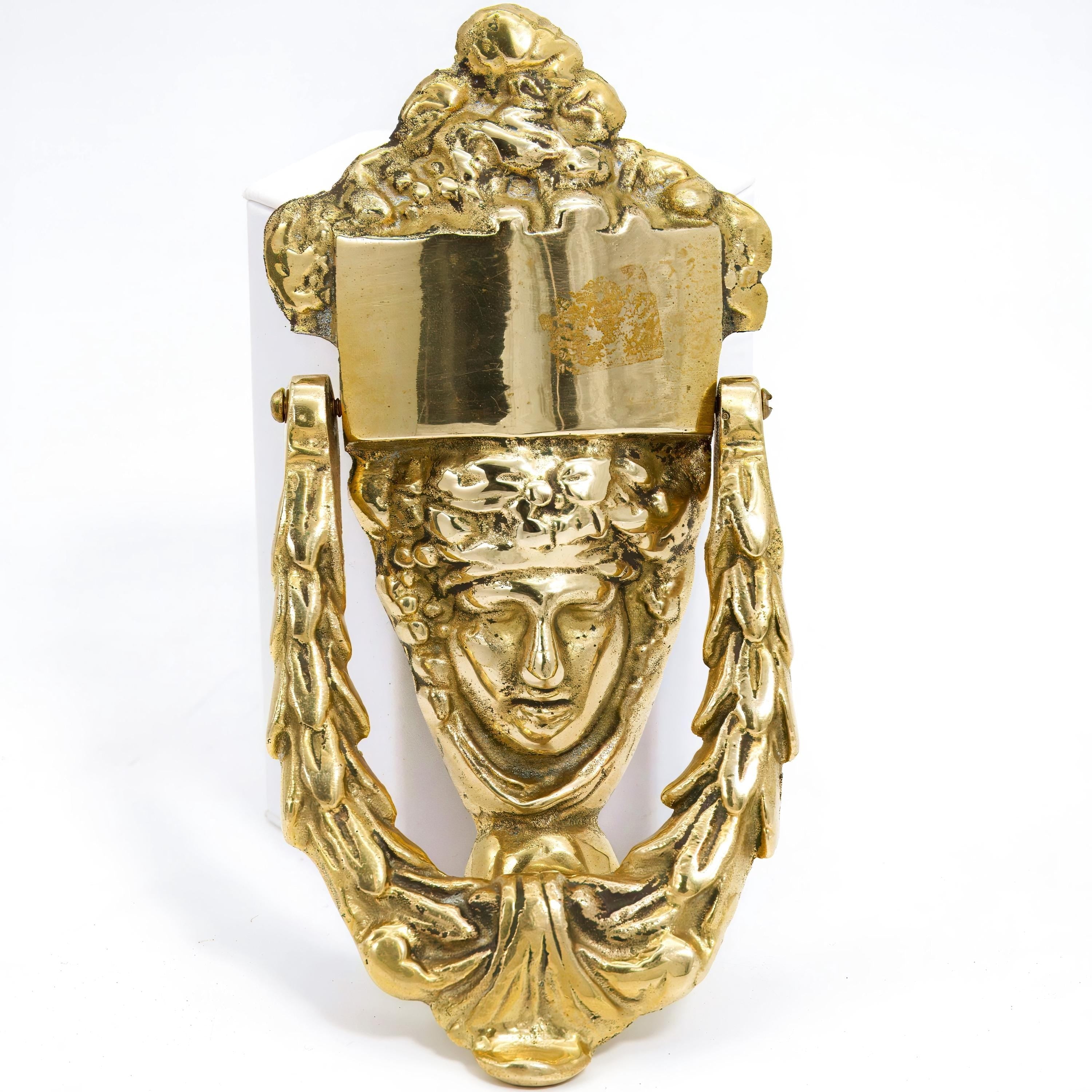 Independent Artist Studio Polished Brass Door Knocker "Demeter Harvest Goddess" - Door Knocker ClassyTea