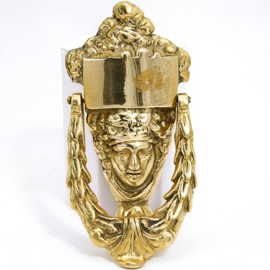 Demeter Harvest Goddess (8") Door Knocker | Vintage Polished Brass