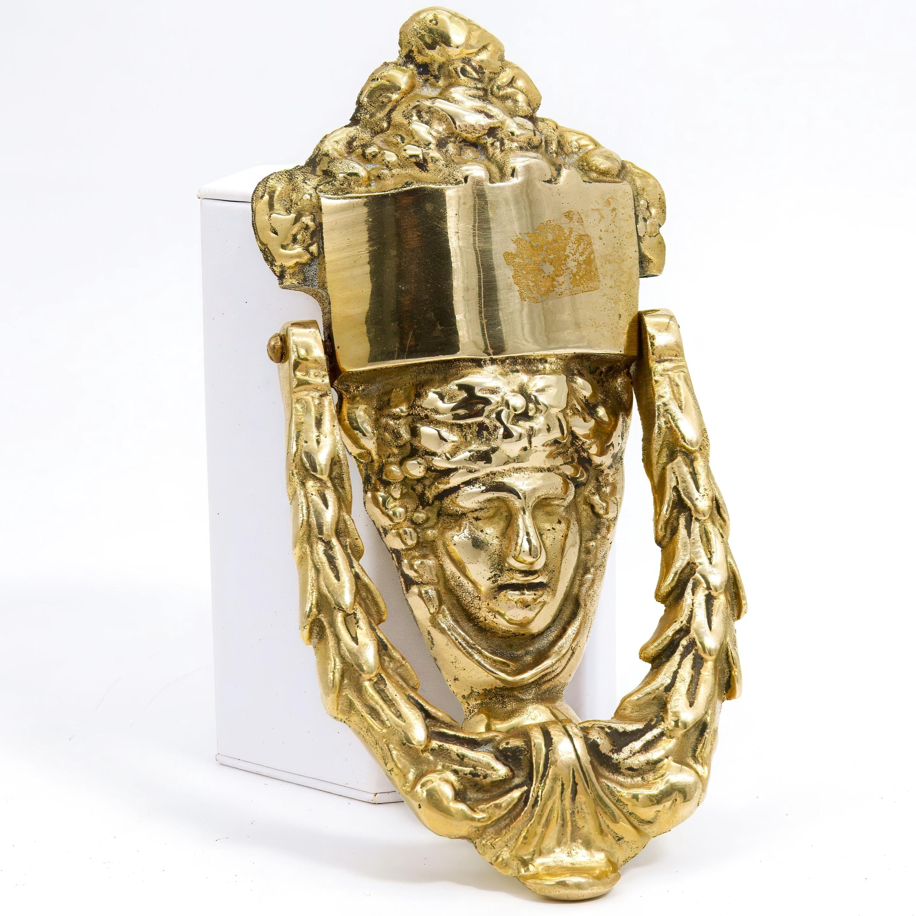 Independent Artist Studio Polished Brass Door Knocker "Demeter Harvest Goddess" - Door Knocker ClassyTea