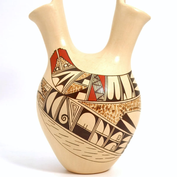 JoFern Silas Puffer Signed Hopi Wedding Vase For Native American Art Hopi Pottery Rustic Decor Hopi Tewa First Mesa Southwestern Pottery for Lodge Cabin Decor - Indigenous Vase ClassyTea