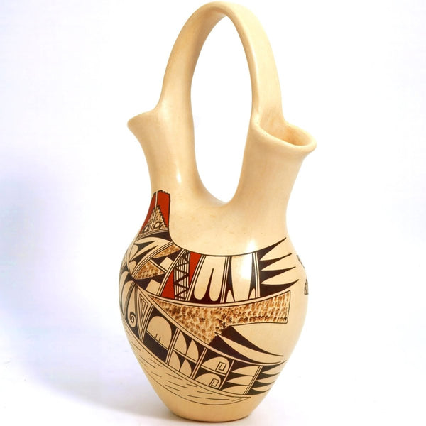 JoFern Silas Puffer Signed Hopi Wedding Vase For Native American Art Hopi Pottery Rustic Decor Hopi Tewa First Mesa Southwestern Pottery for Lodge Cabin Decor - Indigenous Vase ClassyTea
