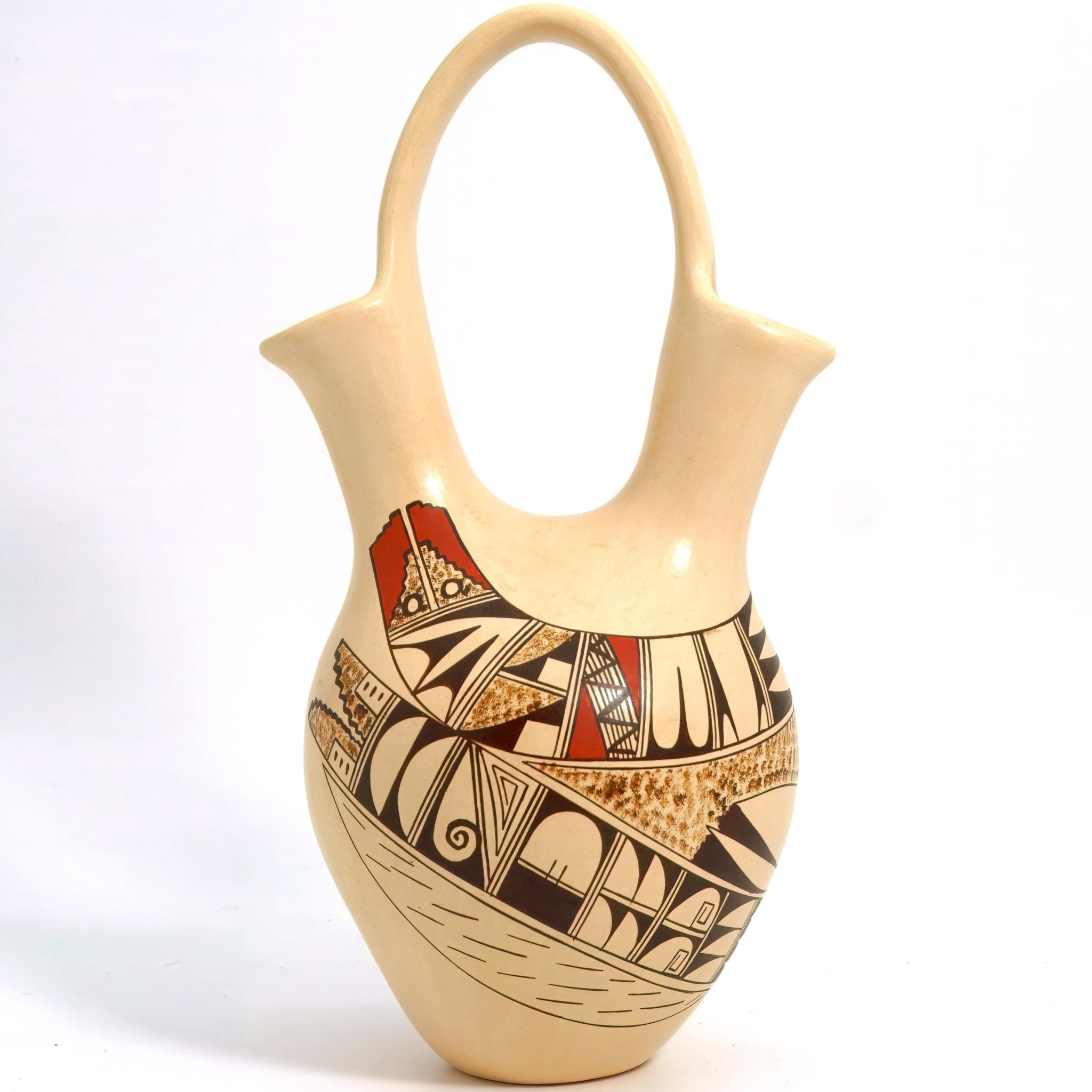 JoFern Silas Puffer Signed Hopi Wedding Vase For Native American Art Hopi Pottery Rustic Decor Hopi Tewa First Mesa Southwestern Pottery for Lodge Cabin Decor - Indigenous Vase ClassyTea