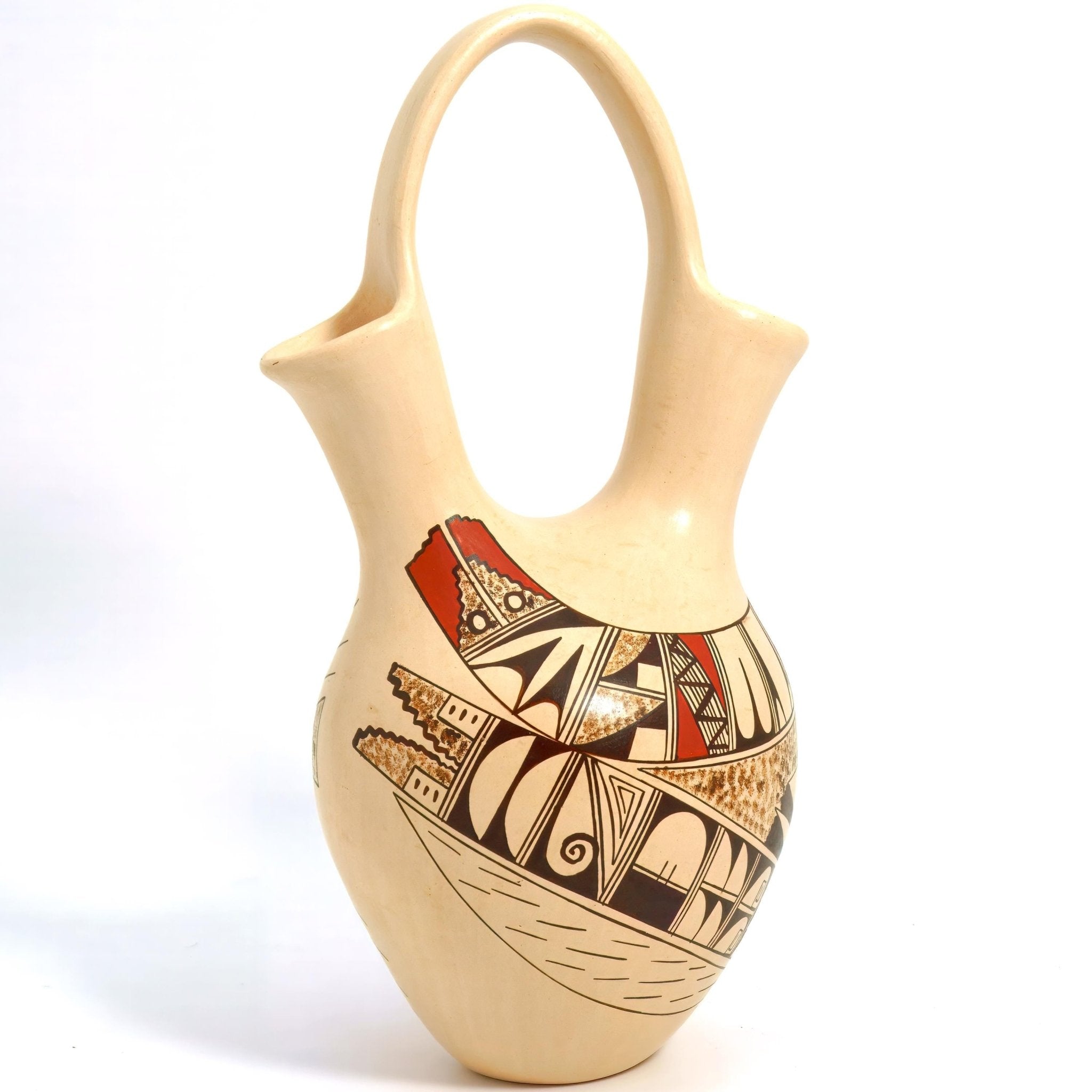 JoFern Silas Puffer Signed Hopi Wedding Vase For Native American Art Hopi Pottery Rustic Decor Hopi Tewa First Mesa Southwestern Pottery for Lodge Cabin Decor - Indigenous Vase ClassyTea
