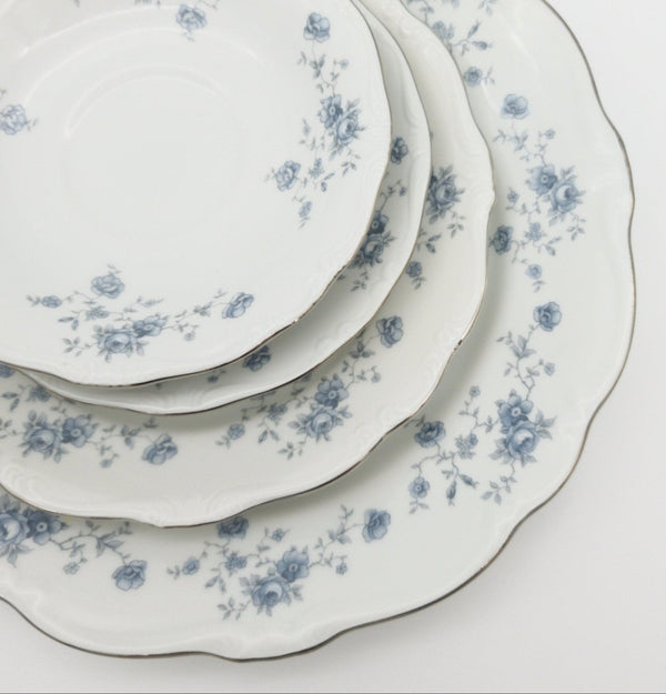 Johann Haviland China Set for 8 Johann Haviland Blue Garland - 40 Piece, Light Blue Flowers with Platinum Trim, Bavarian china, German - China Set ClassyTea