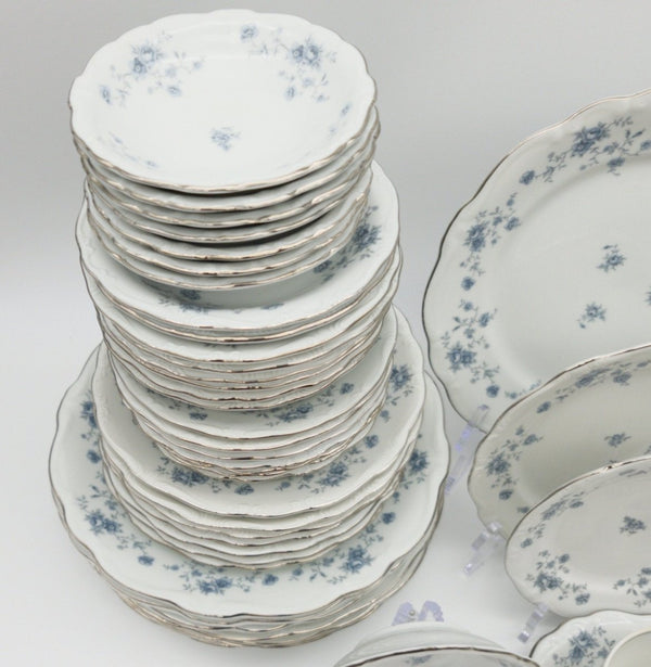 Johann Haviland Johann Haviland Blue Garland, 50 Piece Set, Service for 8, Light Blue Flowers with Platinum Trim, Bavaria Backstamp, Thanksgiving China Set - China Set ClassyTea
