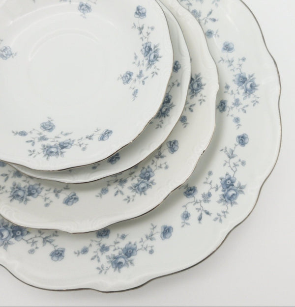 Johann Haviland Johann Haviland Blue Garland, 50 Piece Set, Service for 8, Light Blue Flowers with Platinum Trim, Bavaria Backstamp, Thanksgiving China Set - China Set ClassyTea
