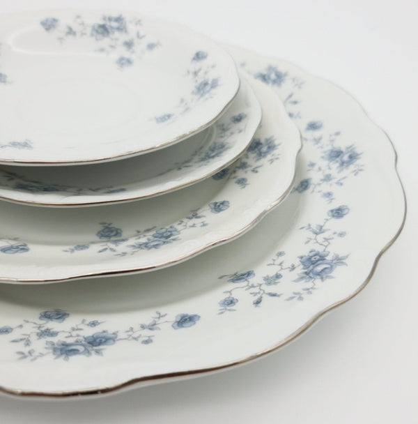 Johann Haviland Johann Haviland Blue Garland, 50 Piece Set, Service for 8, Light Blue Flowers with Platinum Trim, Bavaria Backstamp, Thanksgiving China Set - China Set ClassyTea