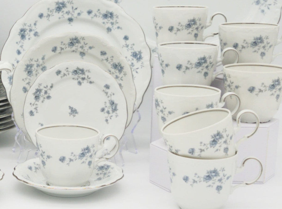 Johann Haviland Blue Garland Set for 8 with Dessert Bowls, 40 Pc | Vintage China