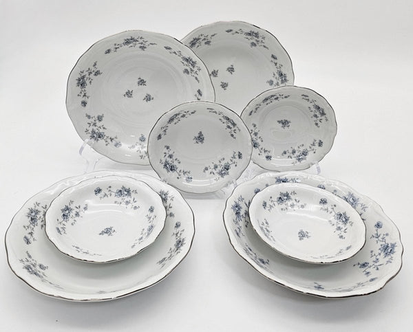 Johann Haviland Johann Haviland Blue Garland Set for 4 Coupe Soup and Fruit Bowls, Bavaria Backstamp, Vintage Fine China Serving Set, Floral Elegance - Fruit/Dessert Bowl ClassyTea
