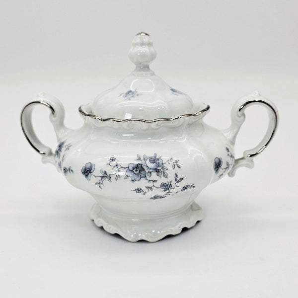 Johann Haviland Johann Haviland Blue Garland Creamer, Lidded Sugar Bowl, and Gravy Boat Set – Bavaria Backstamp Blue Floral Elegance Thanksgiving - Serving Set ClassyTea