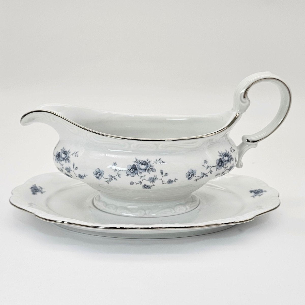 Johann Haviland Johann Haviland Blue Garland Creamer, Lidded Sugar Bowl, and Gravy Boat Set – Bavaria Backstamp Blue Floral Elegance Thanksgiving - Serving Set ClassyTea