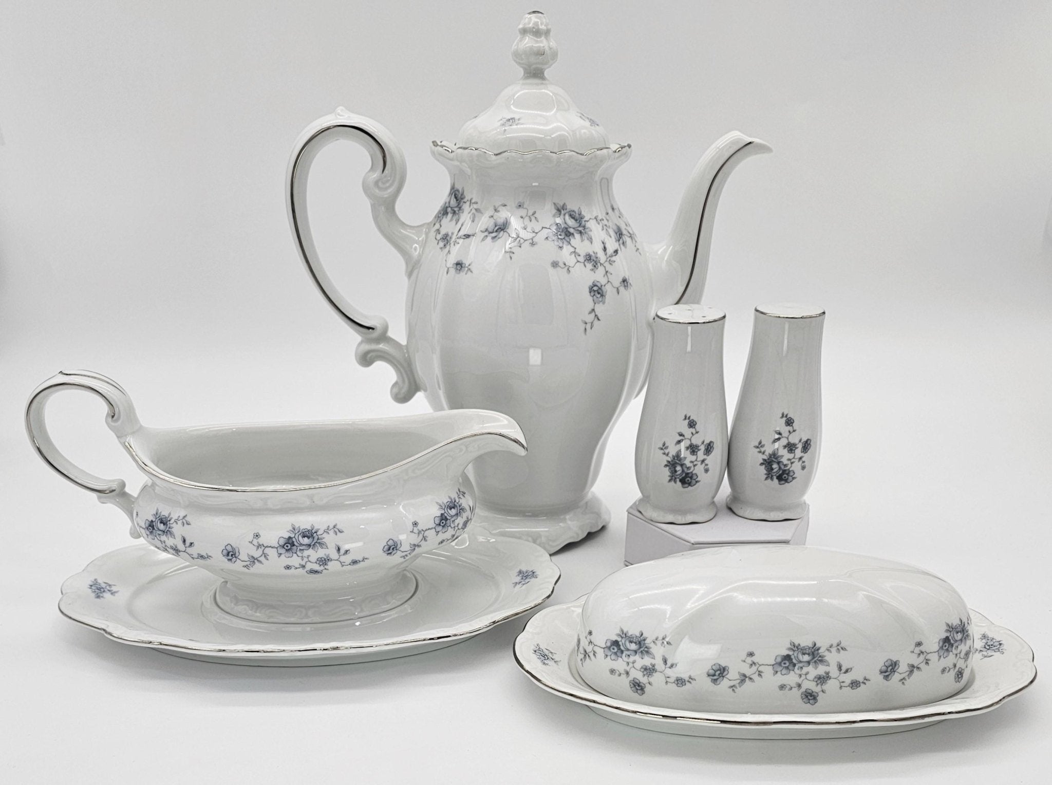 Johann Haviland Johann Haviland Blue Garland Completer Set, Bavaria Backstamp, Vintage Fine China Serving Set, Floral Elegance Thanksgiving China Set - Tea Set ClassyTea