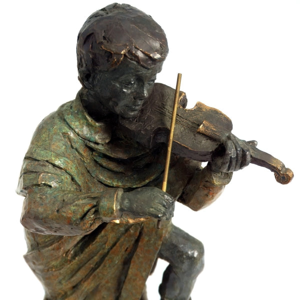 L. M. Lafuente Signed Bronze Sculpture of Violin Player Classical Music Lover Gift for Violin Player Bronze Statue Gift For Grandson Nursery Room Decor Boy - Bronze Sculpture ClassyTea