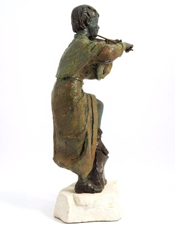 L. M. Lafuente Signed Bronze Sculpture of Violin Player Classical Music Lover Gift for Violin Player Bronze Statue Gift For Grandson Nursery Room Decor Boy - Bronze Sculpture ClassyTea