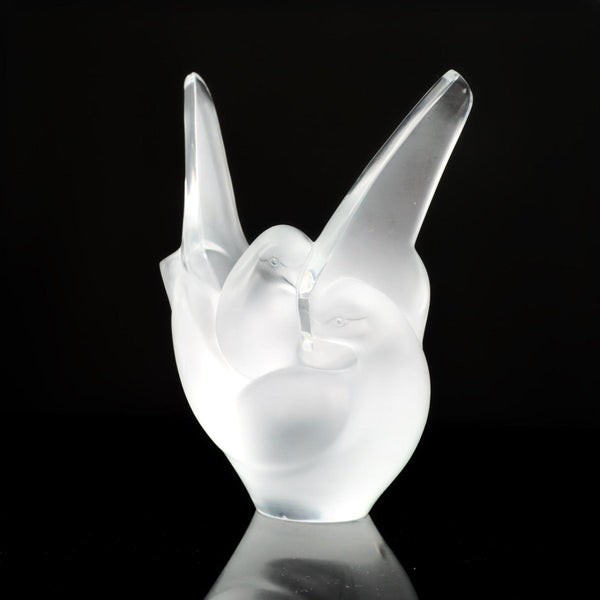 Lalique Lalique Sylvie Vase with Flower Frog Bird Vase Vintage Crystal Frosted Glass Sculpture Unique Gift for Her Vintage Bird Crystal Statuette - Crystal Vase ClassyTea