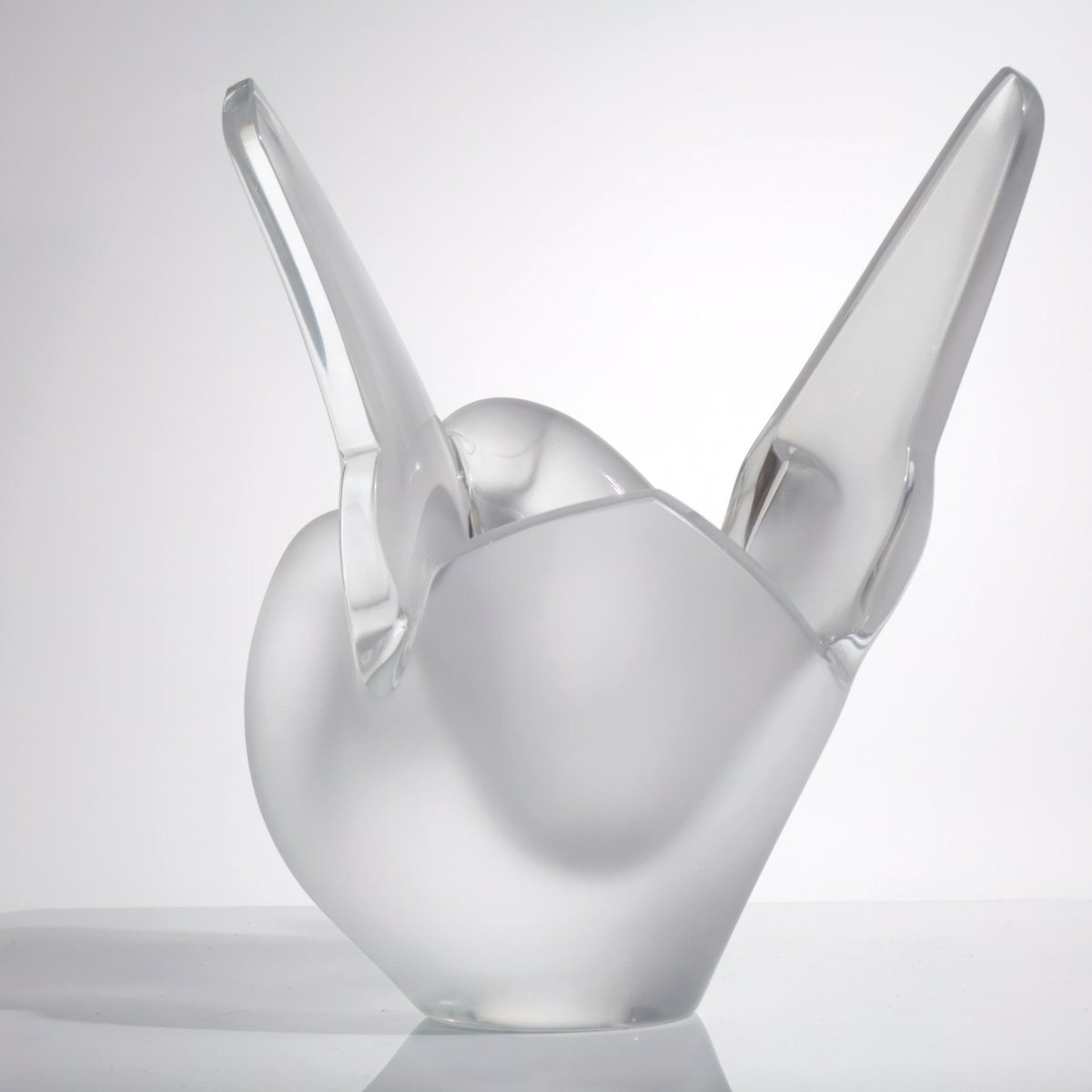 Lalique Lalique Sylvie Vase with Flower Frog Bird Vase Vintage Crystal Frosted Glass Sculpture Unique Gift for Her Vintage Bird Crystal Statuette - Crystal Vase ClassyTea