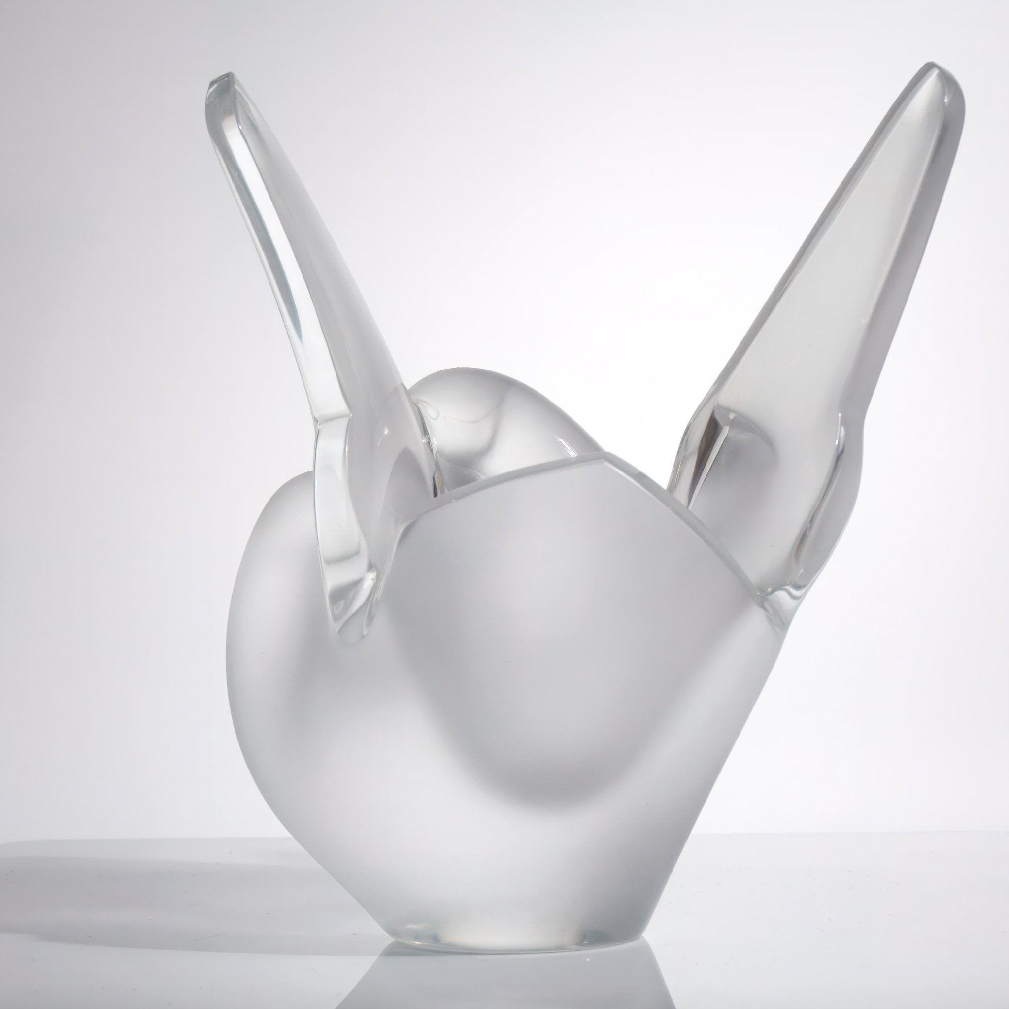 Lalique Lalique Sylvie Vase with Flower Frog Bird Vase Vintage Crystal Frosted Glass Sculpture Unique Gift for Her Vintage Bird Crystal Statuette - Crystal Vase ClassyTea