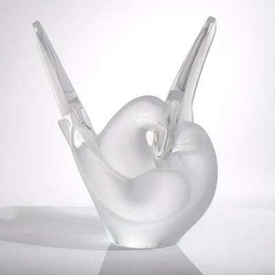 Lalique Lalique Sylvie Vase with Flower Frog Bird Vase Vintage Crystal Frosted Glass Sculpture Unique Gift for Her Vintage Bird Crystal Statuette - Crystal Vase ClassyTea